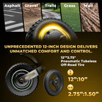 isinwheel GT4 Dual 12-inch tubeless off-road tyres for asphalt, gravel, trails, grass and mud