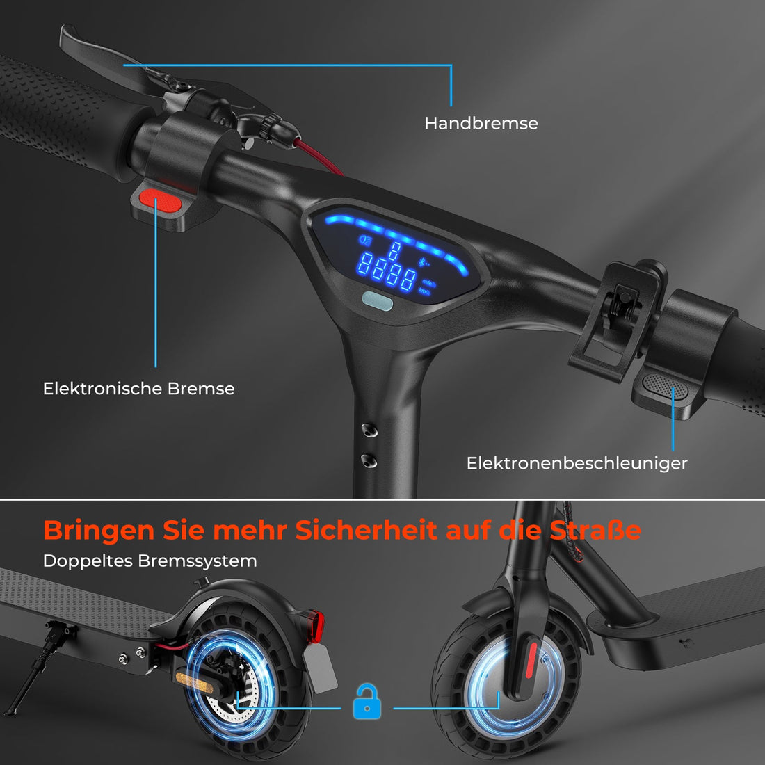 iScooter E9T Max Electric Scooter (German version) — Lights, display and app