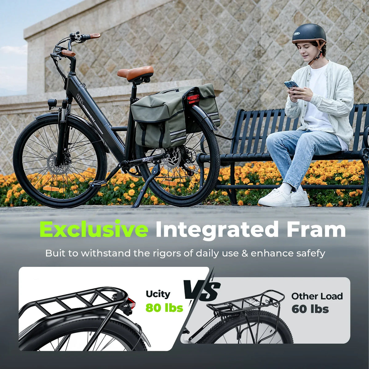 isinwheel Ucity integrated frame and rear rack with pannier bag