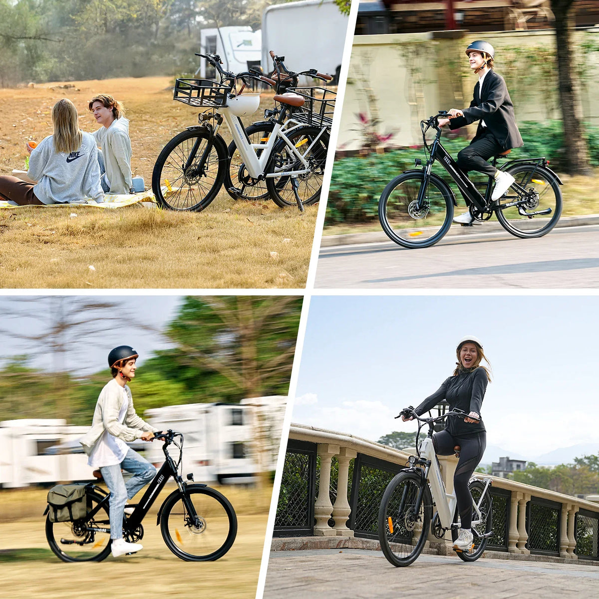 isinwheel Ucity in black and white, lifestyle riding collage