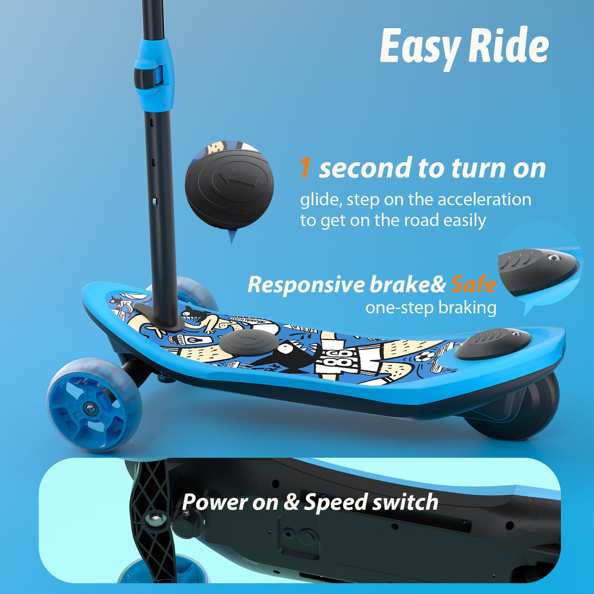 isinwheel Mini 3-Wheel Kids' Electric Scooter — Blue