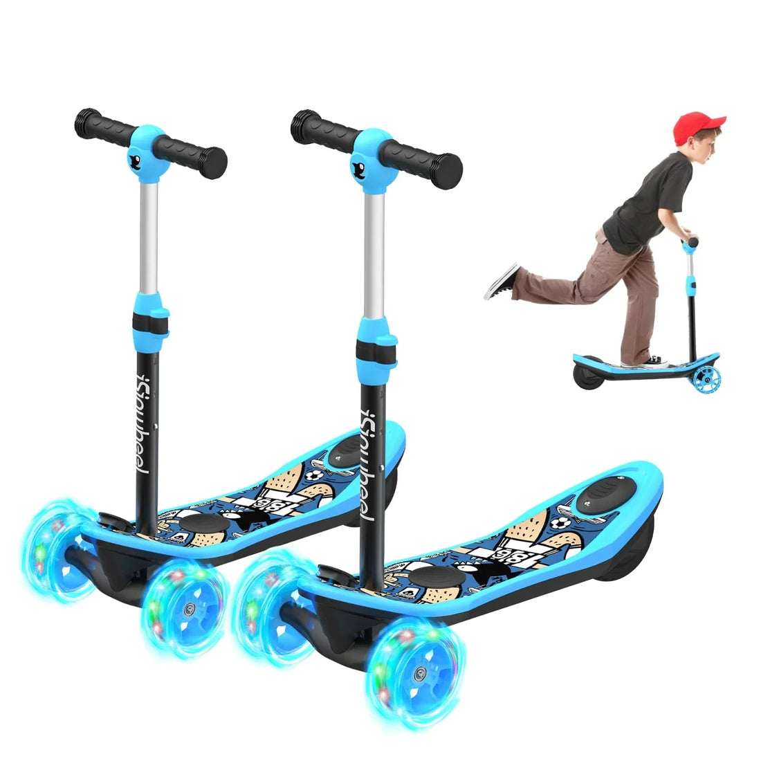 isinwheel Mini 3-Wheel Kids' Electric Scooter — Brakes, tyres and suspension