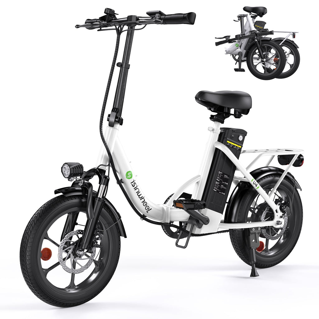 isinwheel U4 foldable step-thru electric bike in white