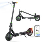 isinwheel S9 Pro electric scooter unfolded and folded, with the isinwheel app