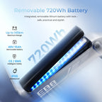 isinwheel EB8 removable 720Wh 48V 15Ah battery with lock, IPX6