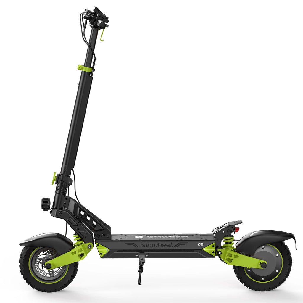 isinwheel D2 off-road electric scooter in green, side profile