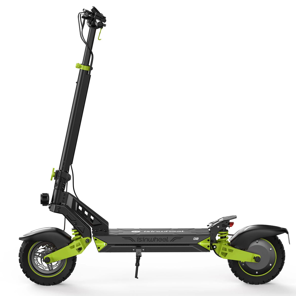 isinwheel D2 off-road electric scooter in green, side profile