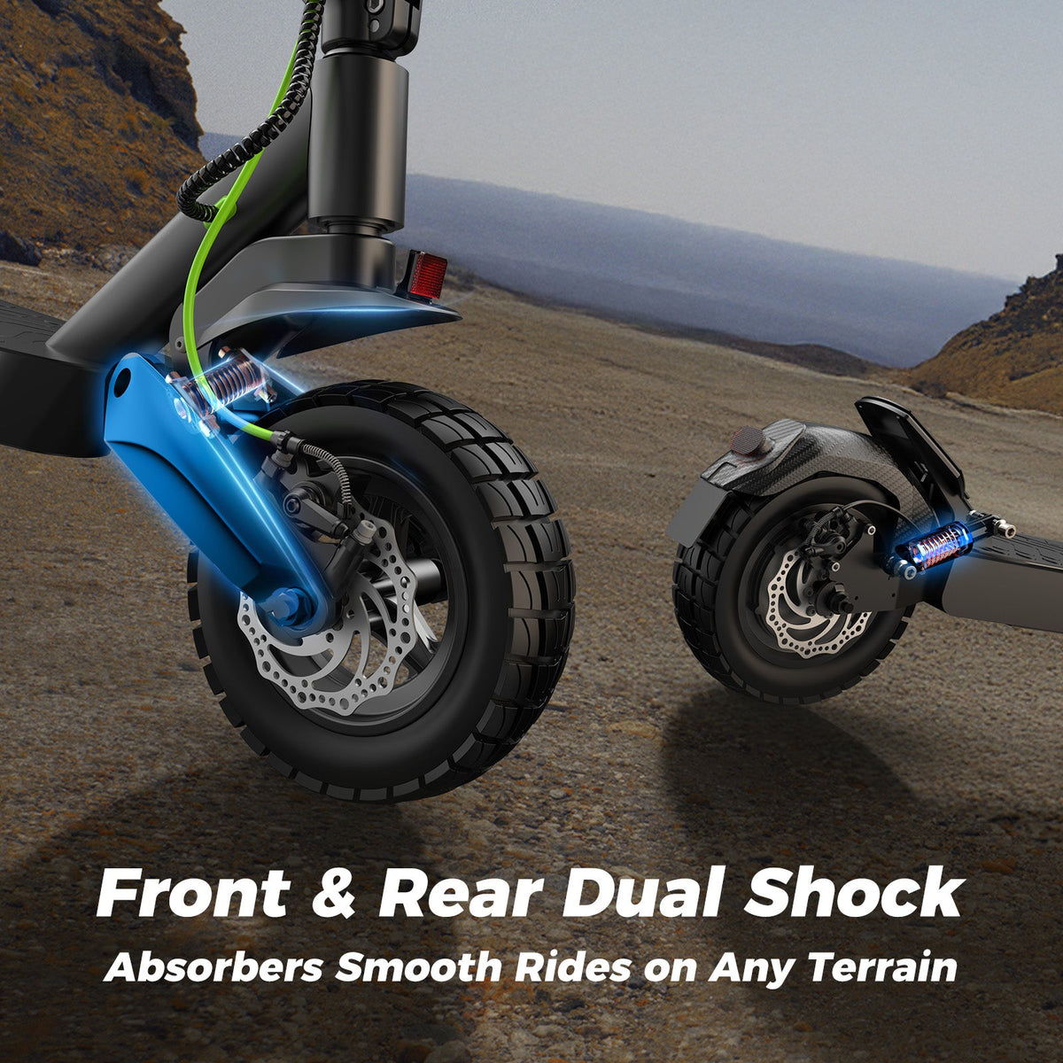 isinwheel S10MAX front and rear suspension with 10-inch off-road tyres