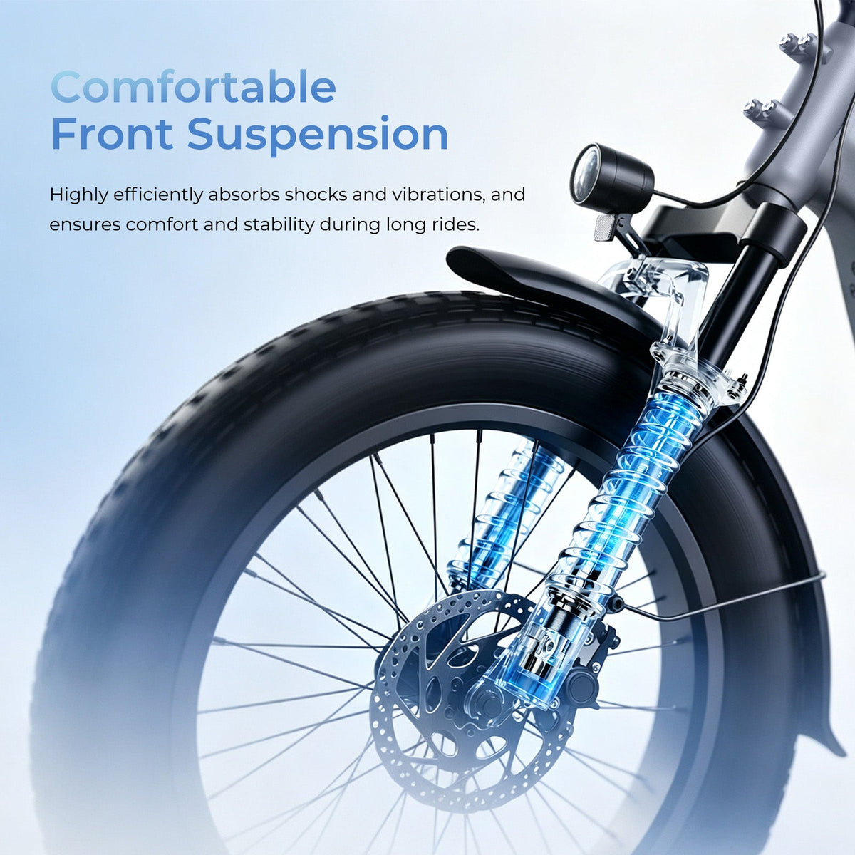 isinwheel EB8 front suspension fork over the 20x4 fat tyre
