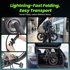 isinwheel U4 folding steps, folded bike on a train and in a car boot