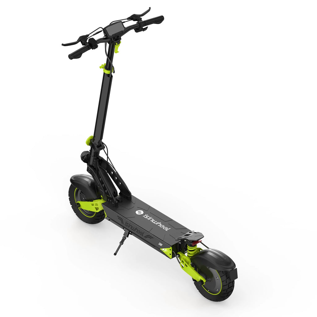 isinwheel D2 in green, rear three-quarter view from above