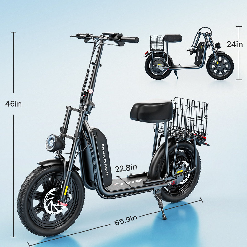 iScooter F7 Seated Electric Scooter — Grey-Black