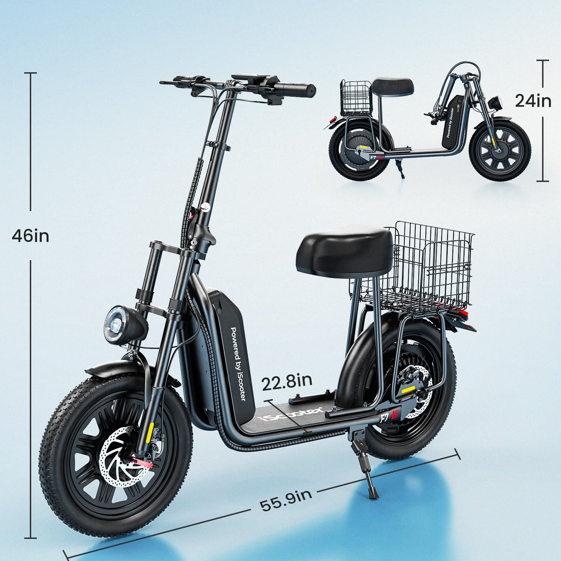 iScooter F7 Seated Electric Scooter — Battery, range and charging