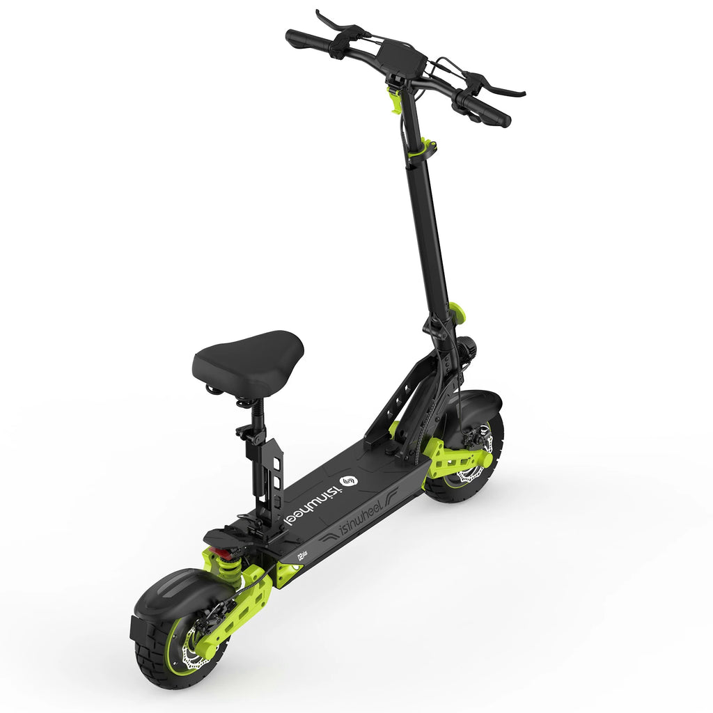 isinwheel D2 Plus electric scooter with seat, rear three-quarter view