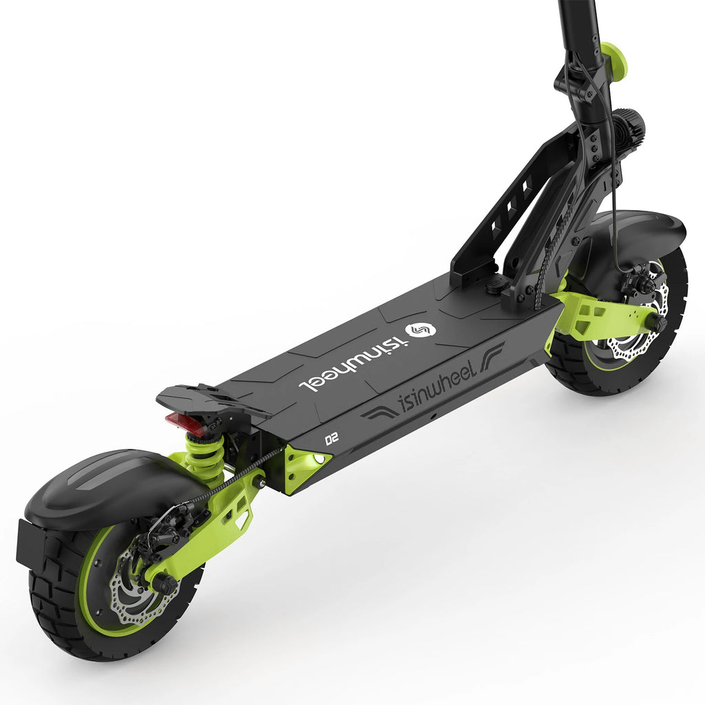 isinwheel D2 deck, rear suspension, hub motor and disc brake close-up