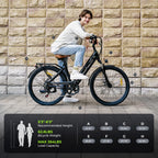 isinwheel Ucity size and geometry chart with rider, black Ucity side view