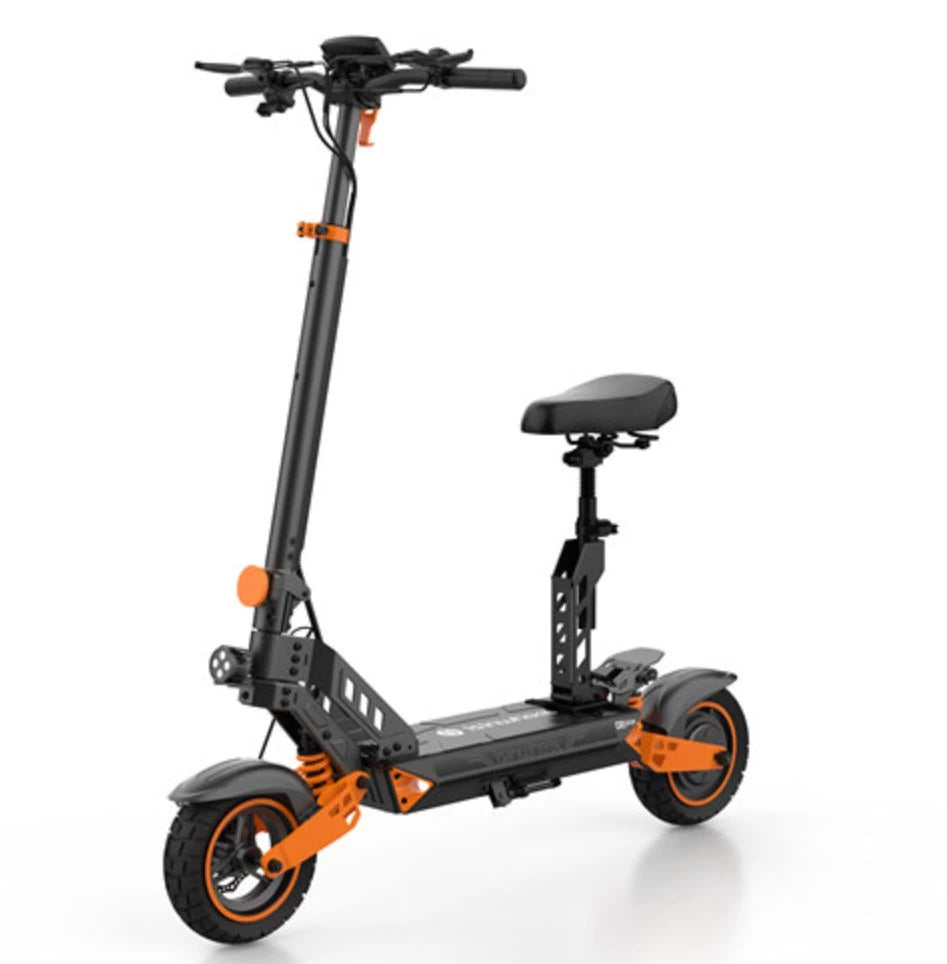 Orangekantede fælge på en sort-orange isinwheel D2 Plus