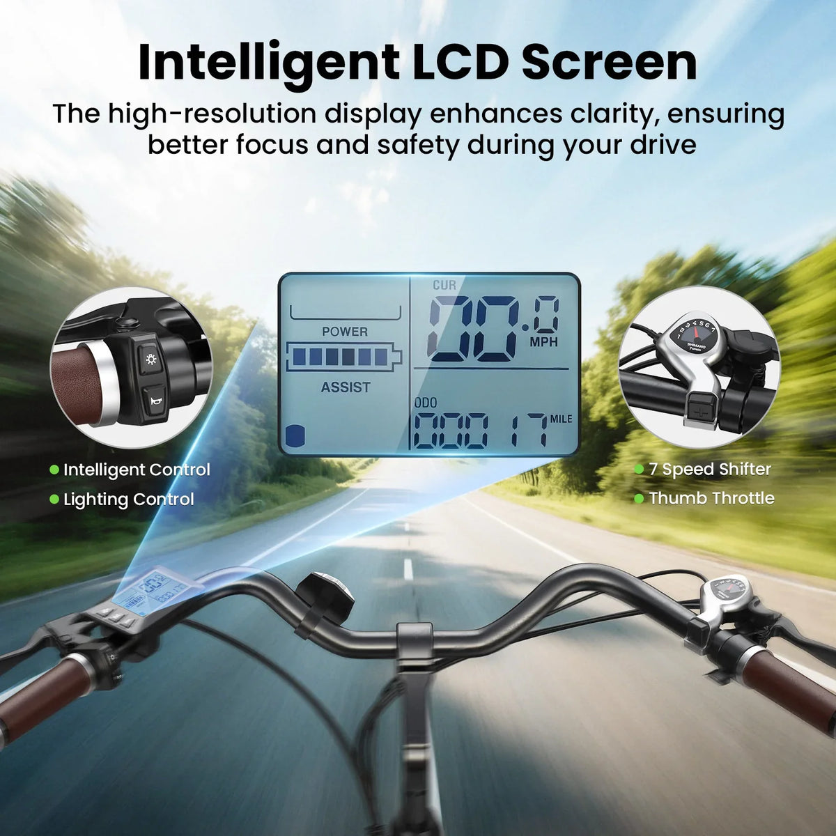 isinwheel U2 LCD display and handlebar controls