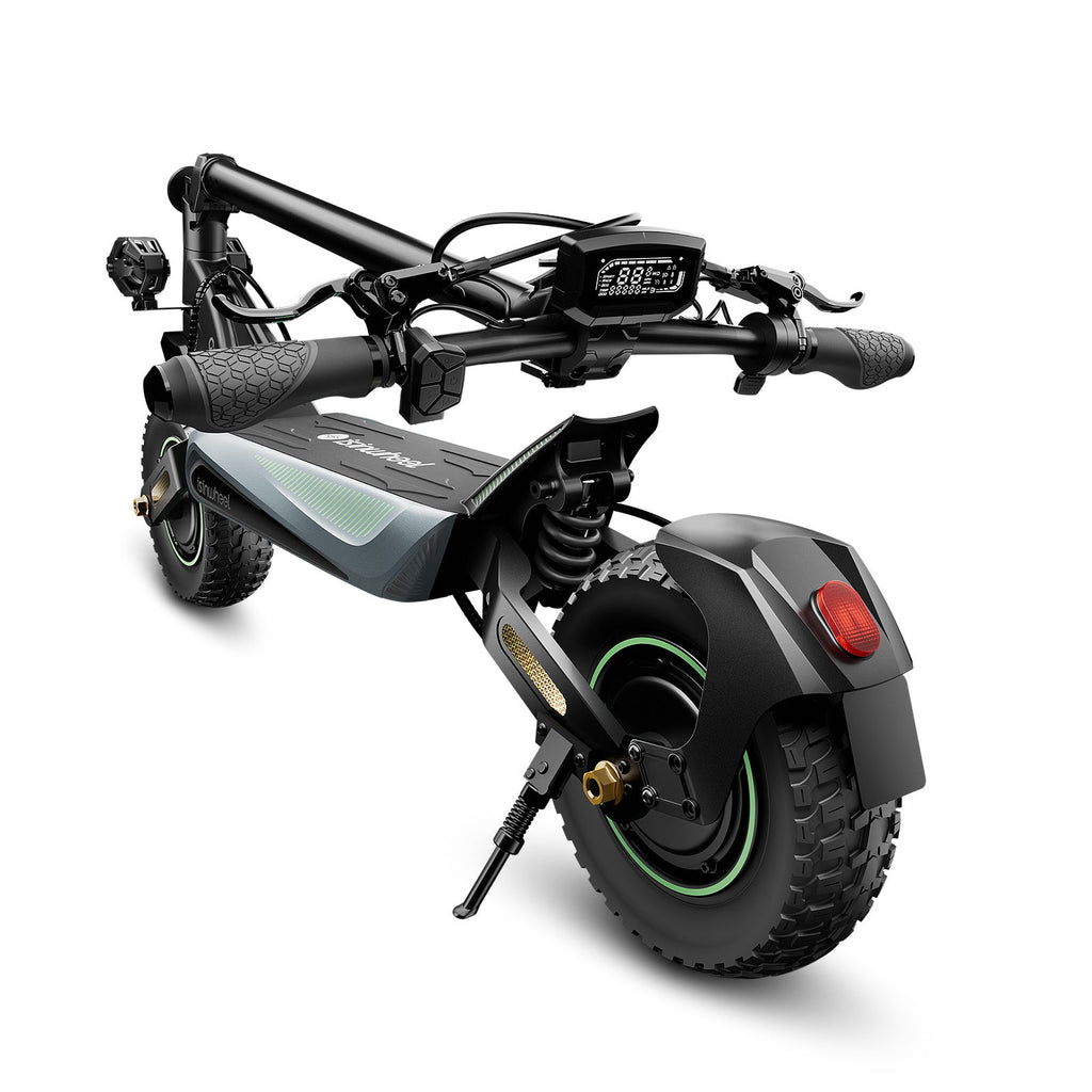 isinwheel GT4 Dual folded, rear view with kickstand and display
