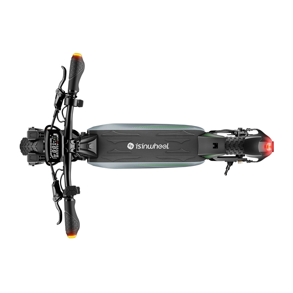 isinwheel GT4 Dual electric scooter, top view of deck and handlebar