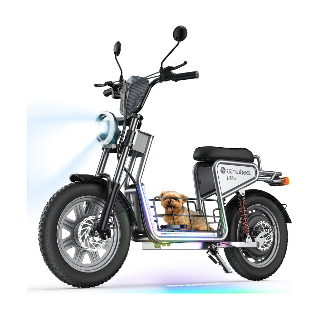 isinwheel H7Pro commuting electric scooter with seat and front basket