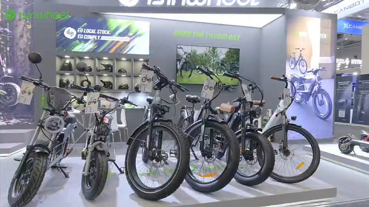 isinwheel e-bikes lined up on the IFA 2026 stand