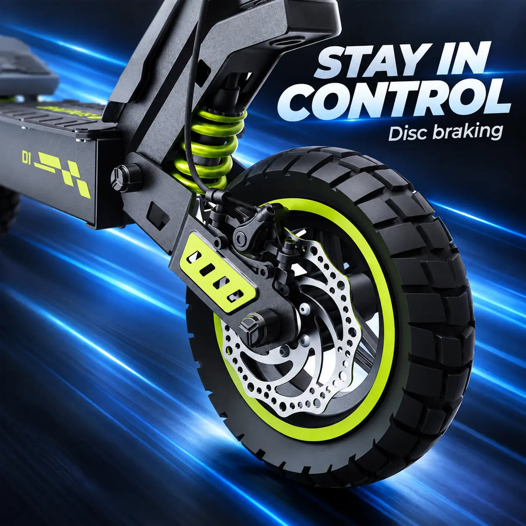 isinwheel D1 front disc brake and 10-inch all-terrain tyre