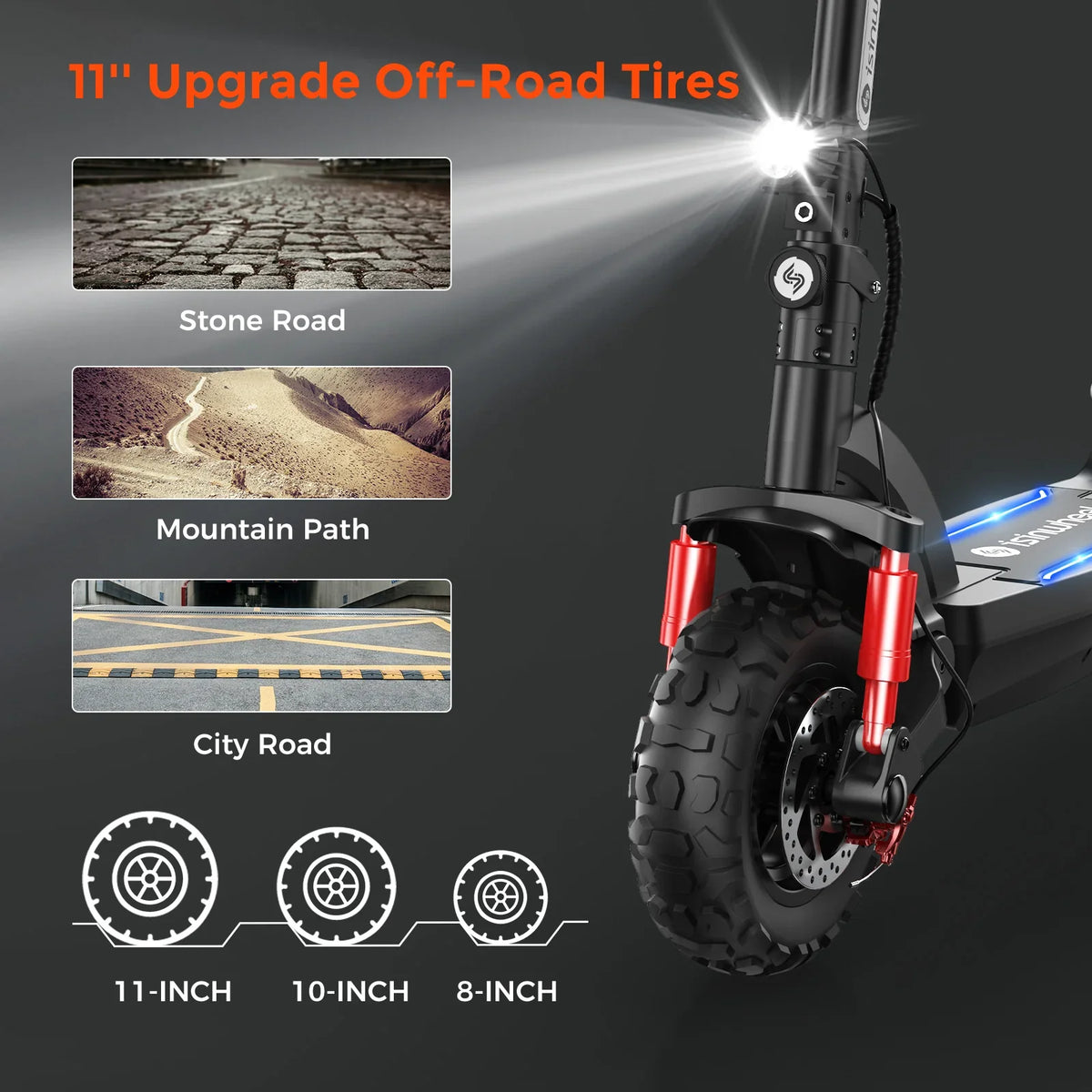 isinwheel GT2 Off-Road Electric Scooter — Black