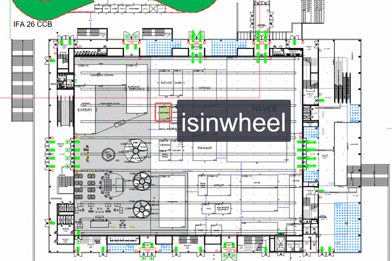 Plan du hall CityCube à l’IFA 2026, avec le stand isinwheel mis en évidence