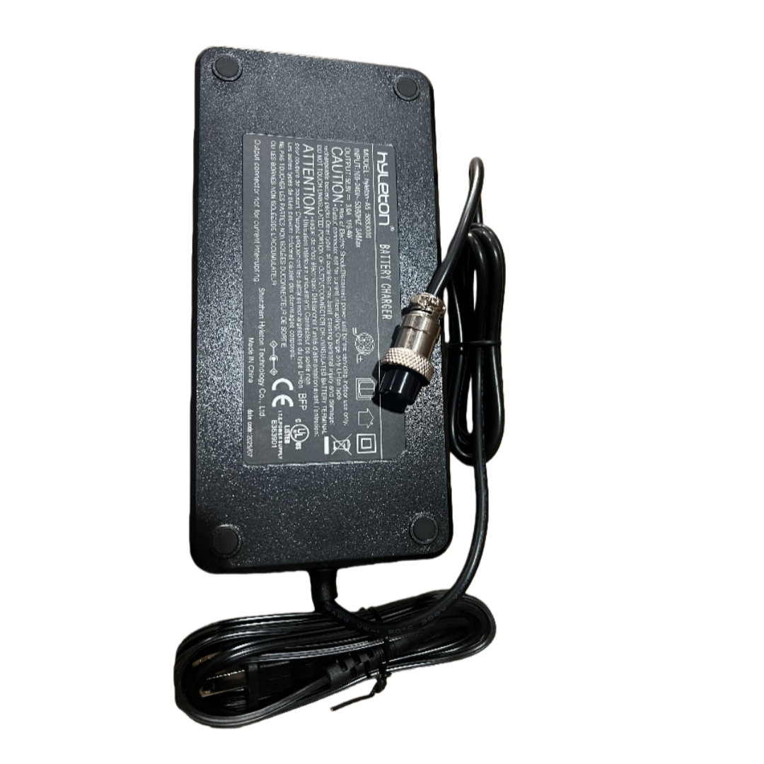 isinwheel 58.8 V 3 A charger — the label reads OUTPUT 58.8V 3.0A